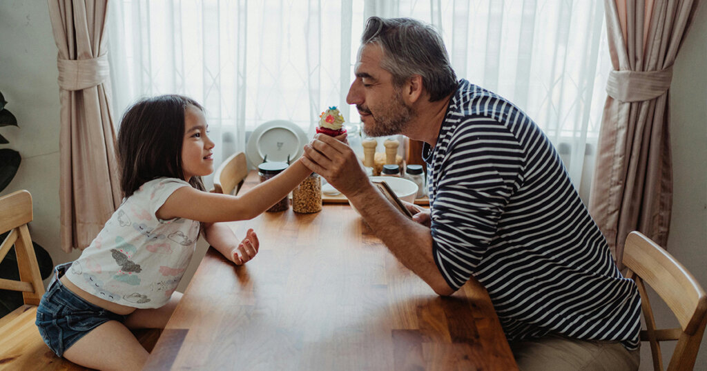 happy dad with his kid