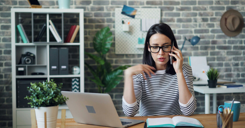 woman on call