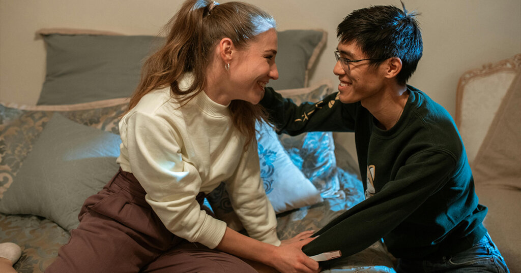 girl and boy in happy mood