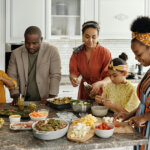 black family enjoying food