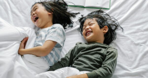 children feeling happy while sleeping