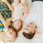 Overhead Shot of a Family Lying on the Bed