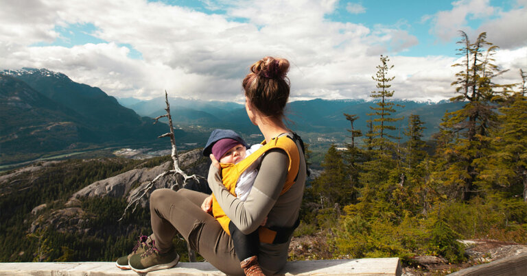 woman with baby in the mountains