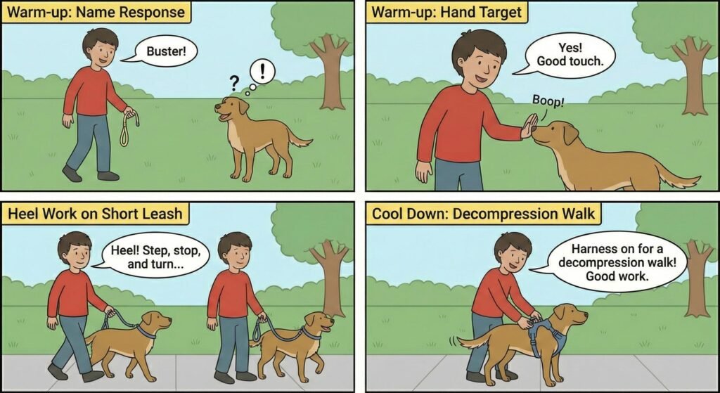 arm-up name response, hand target