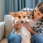 photo-of-front-view-woman-couch-with-her-dog
