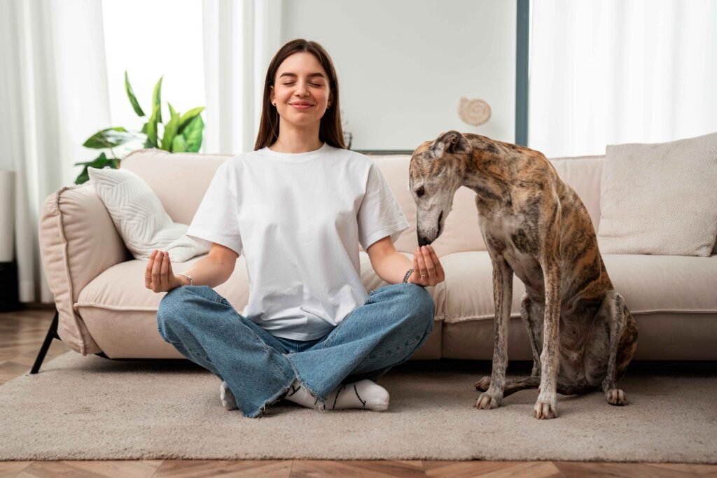 Why to Consider Personalised Dog Collars for Your Pet 7 photo-of-front-view-woman-meditating-home