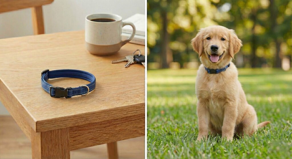 photo of unboxing Blueberry Pet Soft Safe Padded Puppy Collar Reflective Nylon