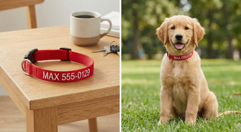 photo of unboxing GoTags Personalized Nylon Dog Collar Custom Embroidered ID Collars