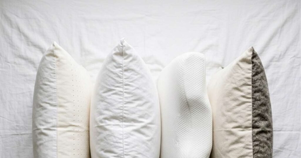 four pillow fill materials latex buckwheat down shredded foam comparison
