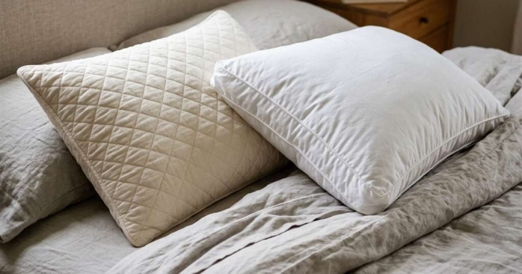 two-pillows-side-by-side-on-a-bed-one-with-a-quilted-cover-and-one-with-a-gusseted-edge