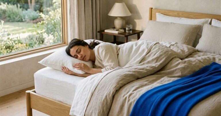 Best Pillows: Expert Tested 2 woman-sleeping-on-her-side-demonstrating-proper-pillow-height-and-spinal-alignment