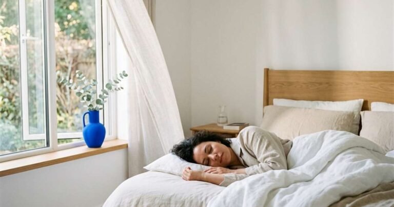 Pillow Reviews & Sleep Gear, Analyzed With Real Data 2 a-beautifully-styled-brightly-lit-bedroom-setting-featuring-the-best-cooling-pillows-on-a-neatly-made-bed-with-sunlight-streaming-through-a-nearby-win