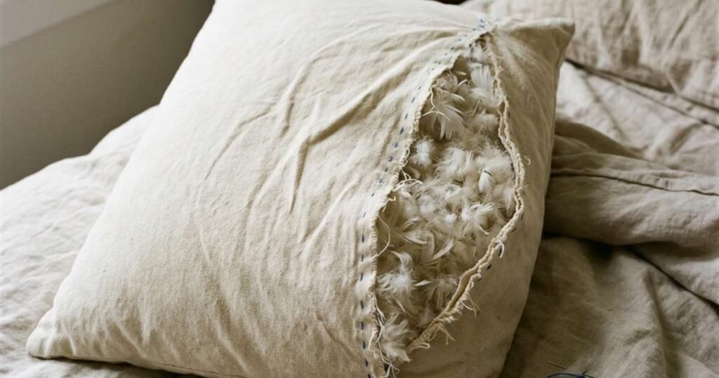 a-close-up-of-down-clusters-visible-through-an-open-pillow-seam-showcasing-best-luxury-pillows