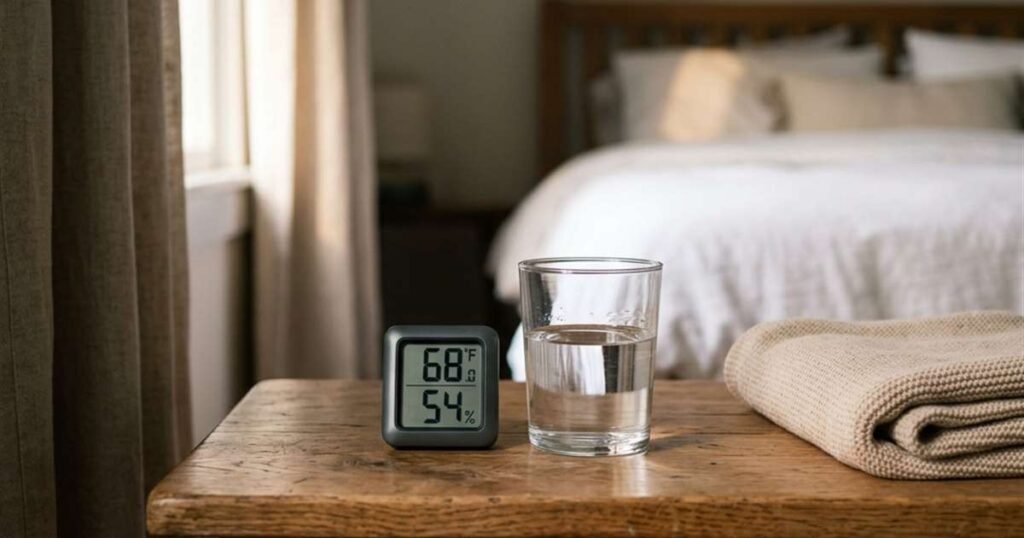 a-digital-hygrometer-on-a-nightstand-displaying-bedroom-humidity-and-temperature-showcasing-best-sleep-environment-tools