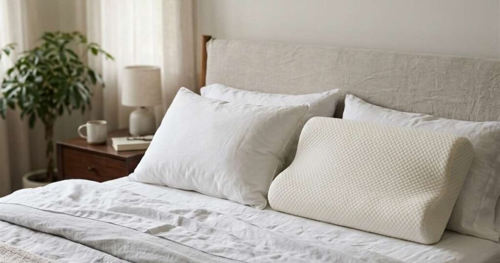 a-flat-standard-pillow-next-to-a-contoured-cervical-pillow-on-a-neatly-made-bed-showcasing-best-orthopedic-pillows