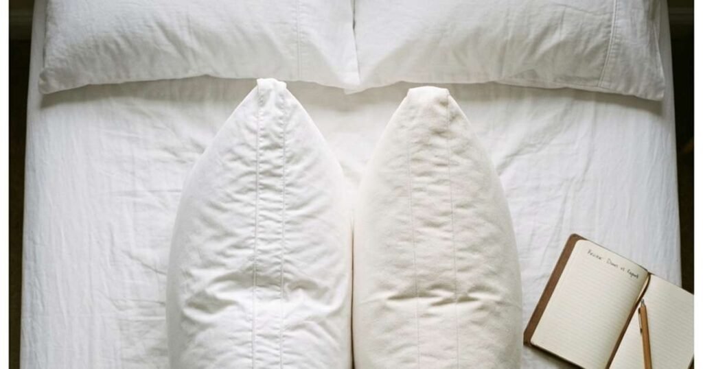 down pillow and organic cotton kapok pillow side by side for comparison