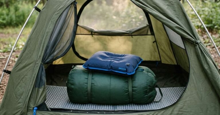 a-small-inflatable-pillow-resting-on-top-of-a-rolled-sleeping-bag-inside-an-open-tent-showcasing-best-camping-pillows
