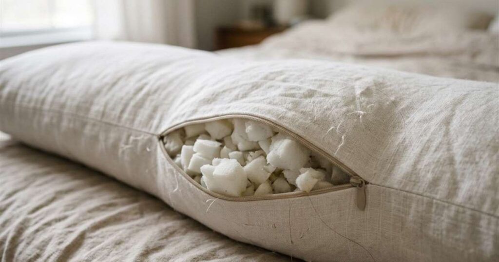 shredded-memory-foam-body-pillow-zipper-open-showcasing-best-cooling-body-pillow
