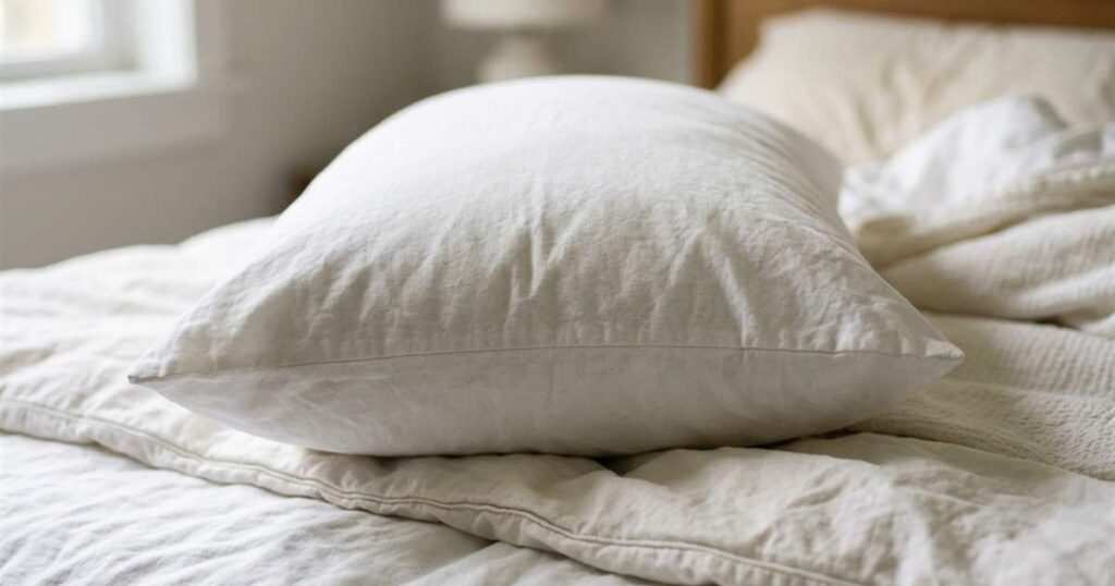 A medium firm pillow on a bed height